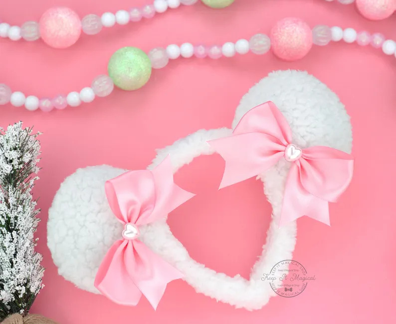 Sherpa Minnie Ears Valentines Day Minnie Ears White Sherpa Ears Plush Valentine Mickey Ears Sweet... | Etsy (US)