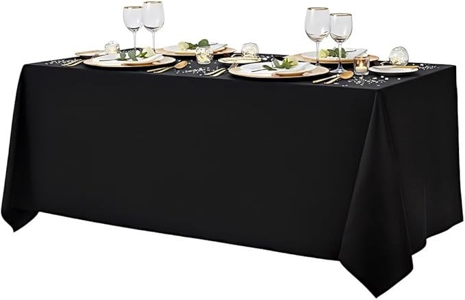 Surmente Black Tablecloth for Rectangle Tables, 90 x 132-inch Rectangular Table Cloth for 6-8 Ft ... | Amazon (US)