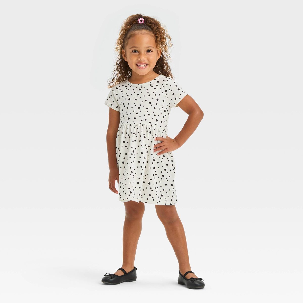 Toddler Girls' Polka Dots Short Sleeve Dress - Cat & Jack™ Cream | Target