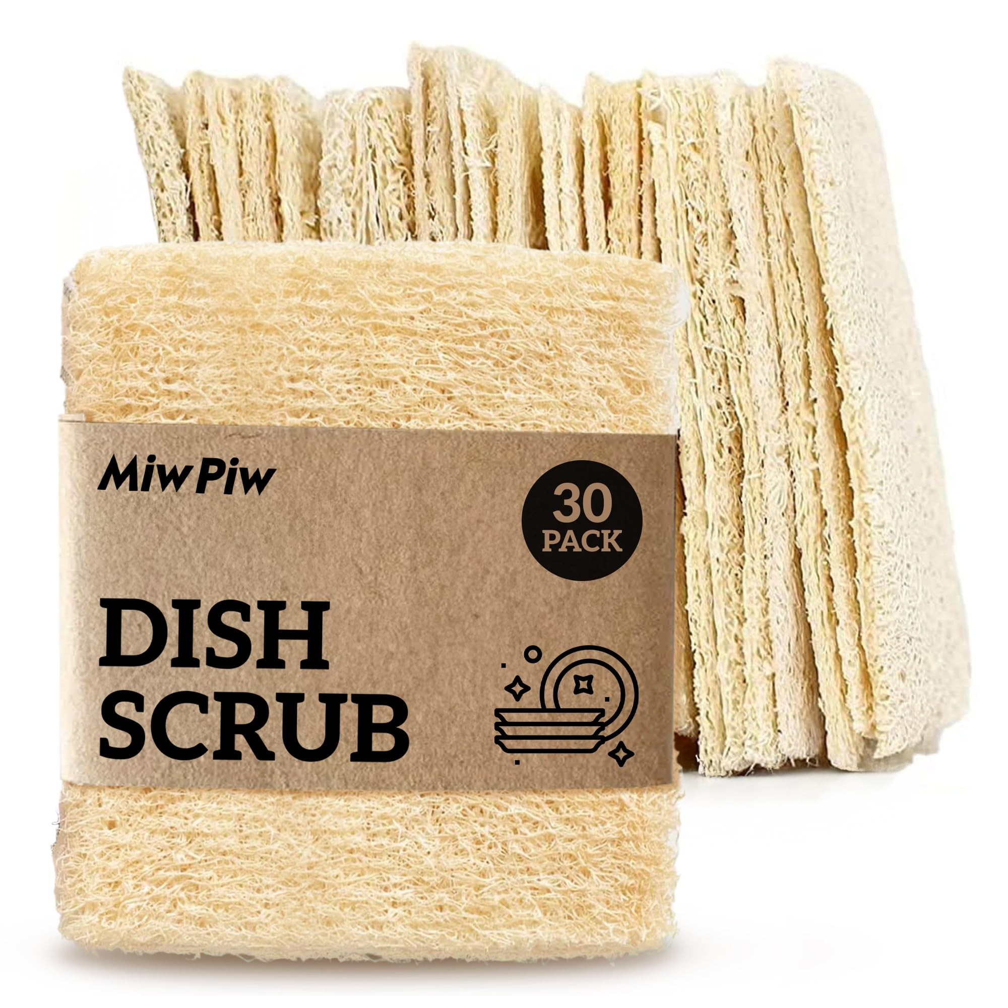 Natural Loofah Dish Sponge (Pack 15) - Vegetable Scrubber for Kitchen -100% Biodegradable Compost... | Amazon (US)