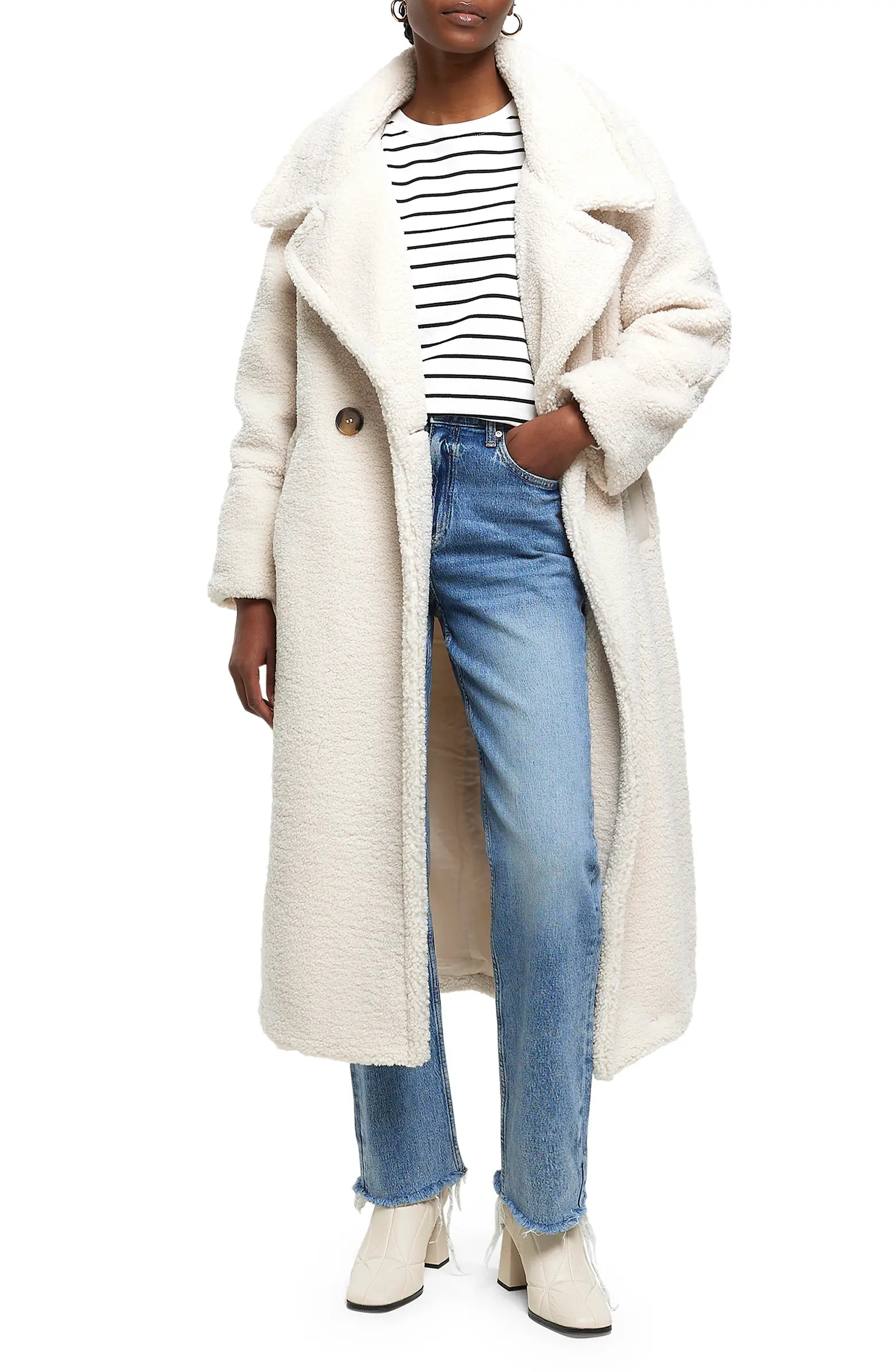 River Island Oversize High Pile Fleece Coat | Nordstrom | Nordstrom