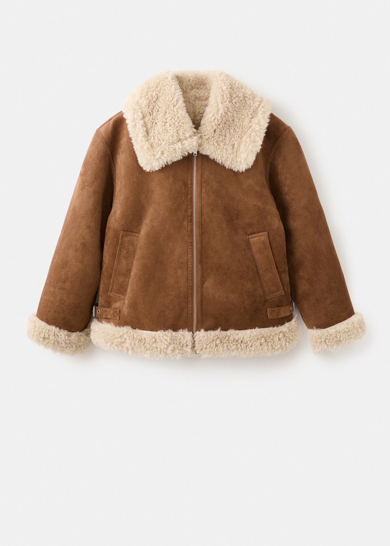 Shearling and suede-effect jacket - Women | MANGO United Kingdom | MANGO (UK)