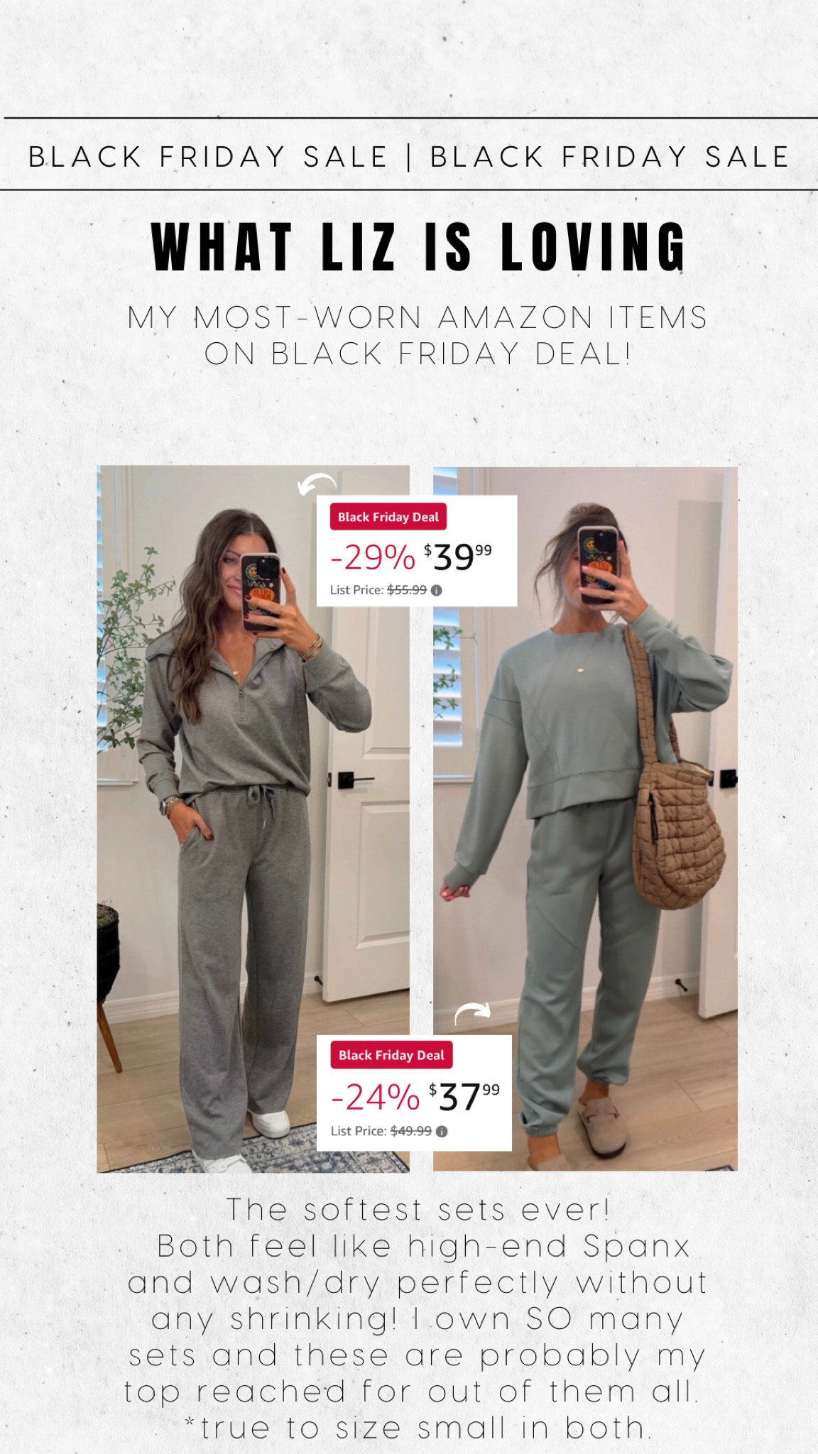 My absolute FAVE sets ever - Amazon prime! Both are true to size. Wearing my usual smalls. The material is so high quality and luxe feeling, you won’t believe it for the deal you get! 🤌🏻😮‍💨 

@amazon #FallFavorites2024, #amazonholiday #amazonpartner 
