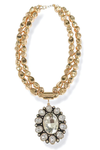 Back In The Moment Clear Oval Stone Pendant Layered Necklace | The Willow Tree