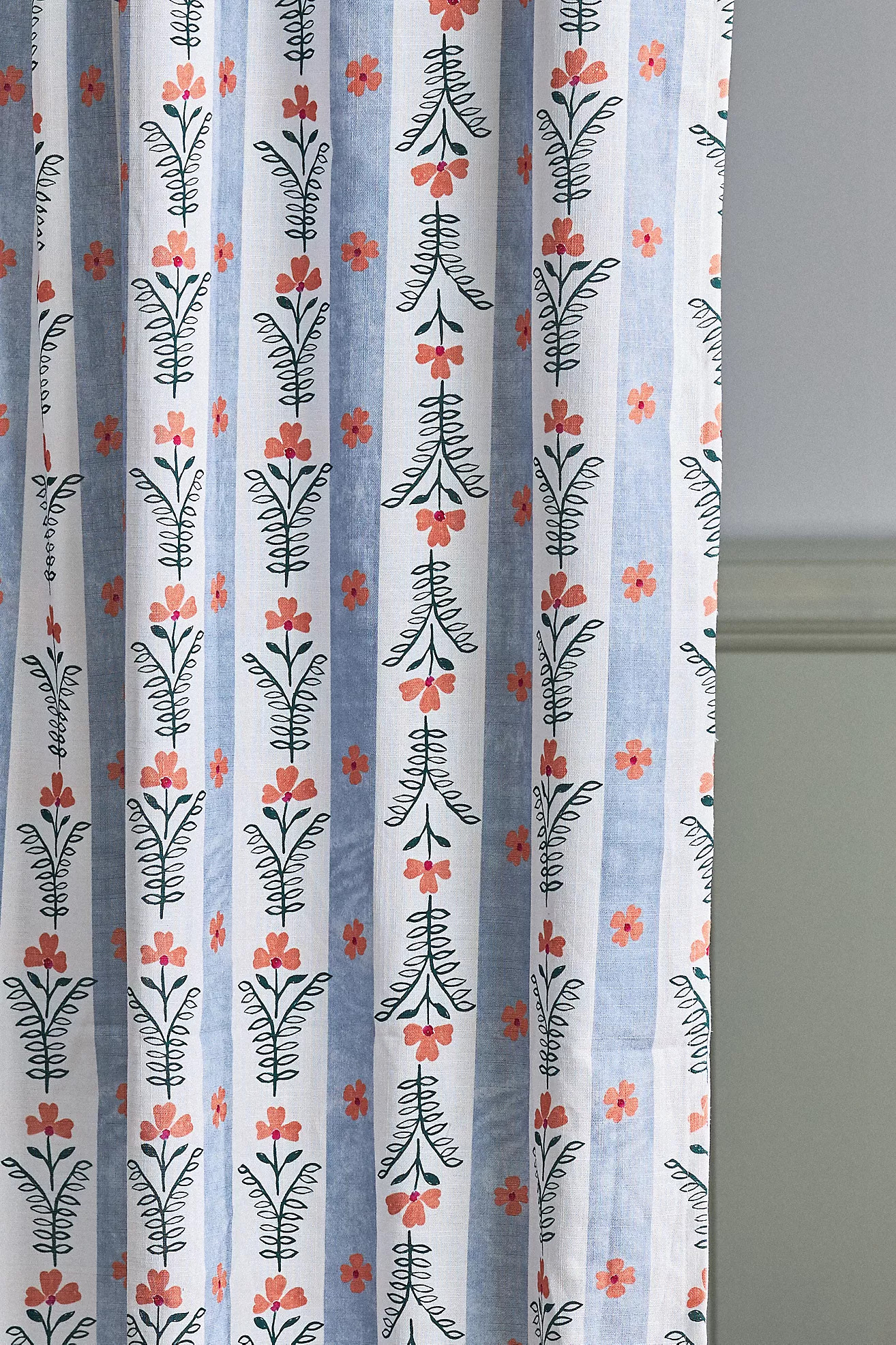 Lanie Printed Cotton Slub Shower Curtain | Anthropologie (US)