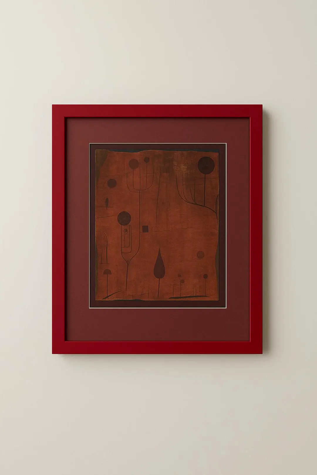 1930 'Fruits on Red' by Paul Klee Red Art Frame with Custom Burgundy Red Art Matting Framed Gicle... | Etsy (US)