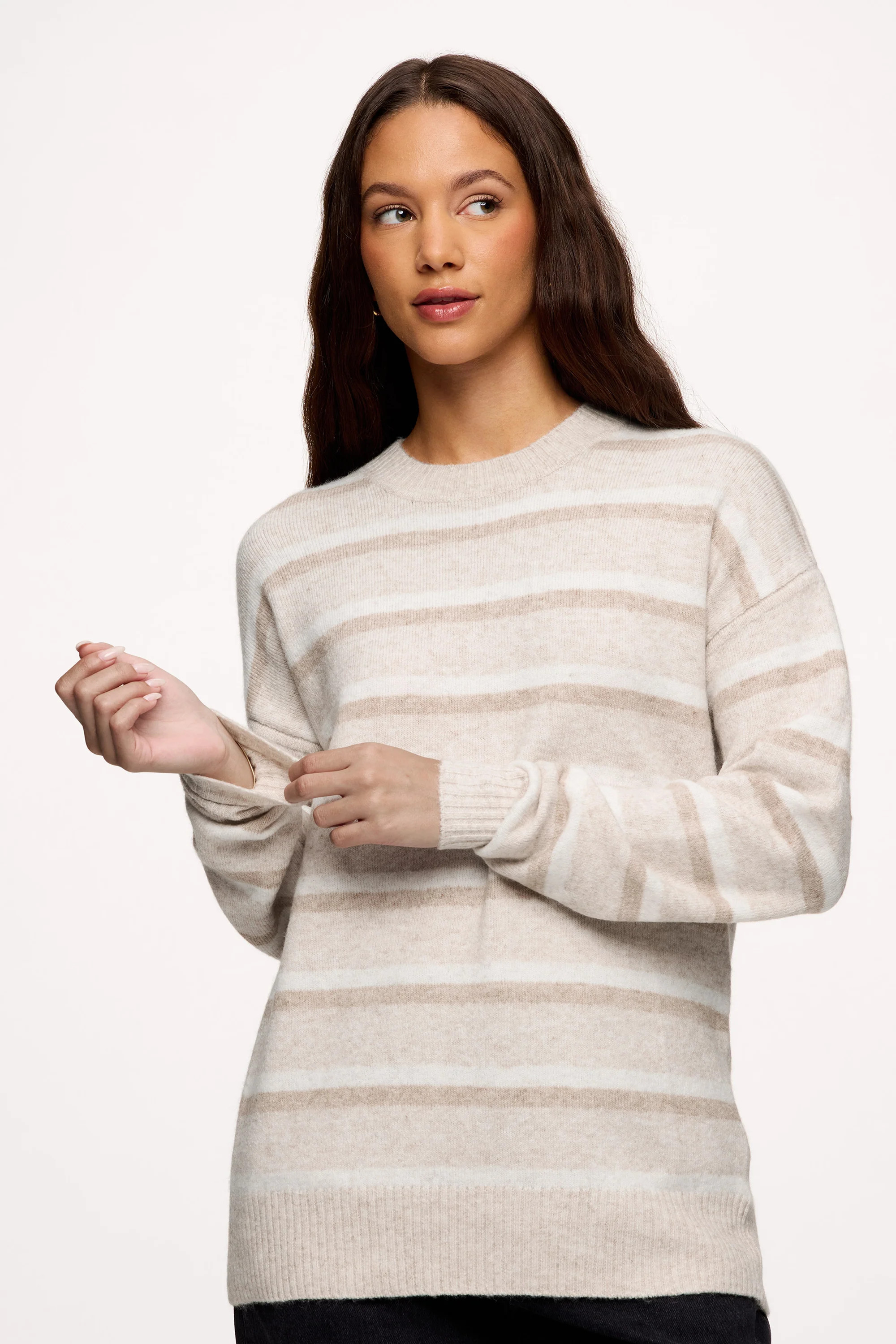 Cozy Knit Stripe Sweater | Oat Stripe | nuuds
