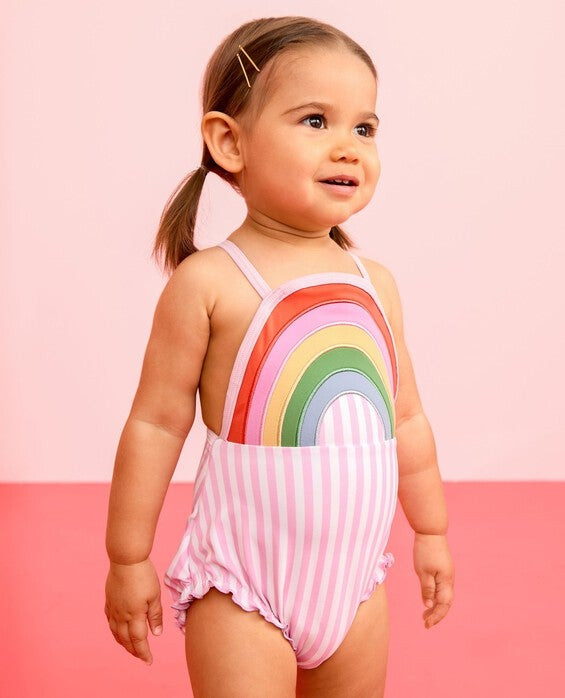 Girls' Pink Rainbow One-Piece Swimsuit - Size Baby 6-12 mos by Hanna Andersson | Hanna Andersson