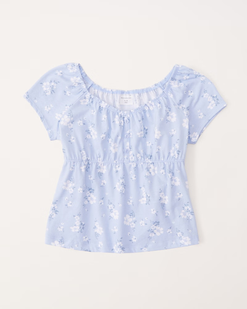 pattern cinched waist button-through tee | Abercrombie & Fitch (US)
