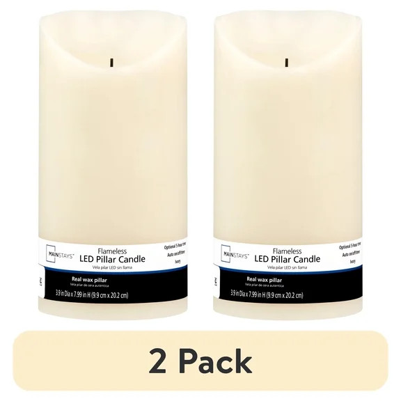 Mainstays Unscented Flameless LED Pillar Candle, Ivory, 3 x 4 in | Walmart (US)