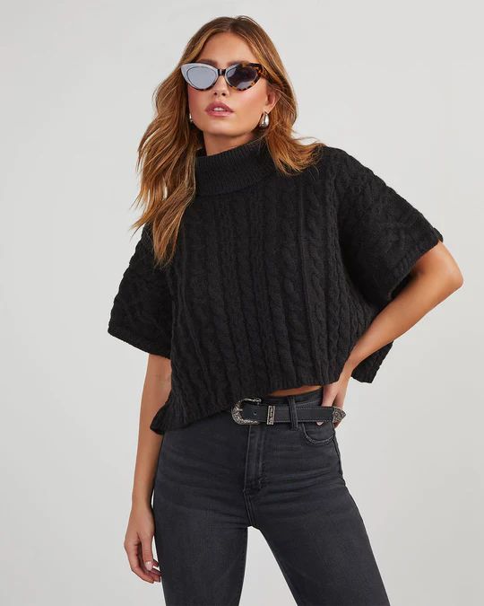 Adalynn Cable Knit Turtleneck Sweater Vest | VICI Collection