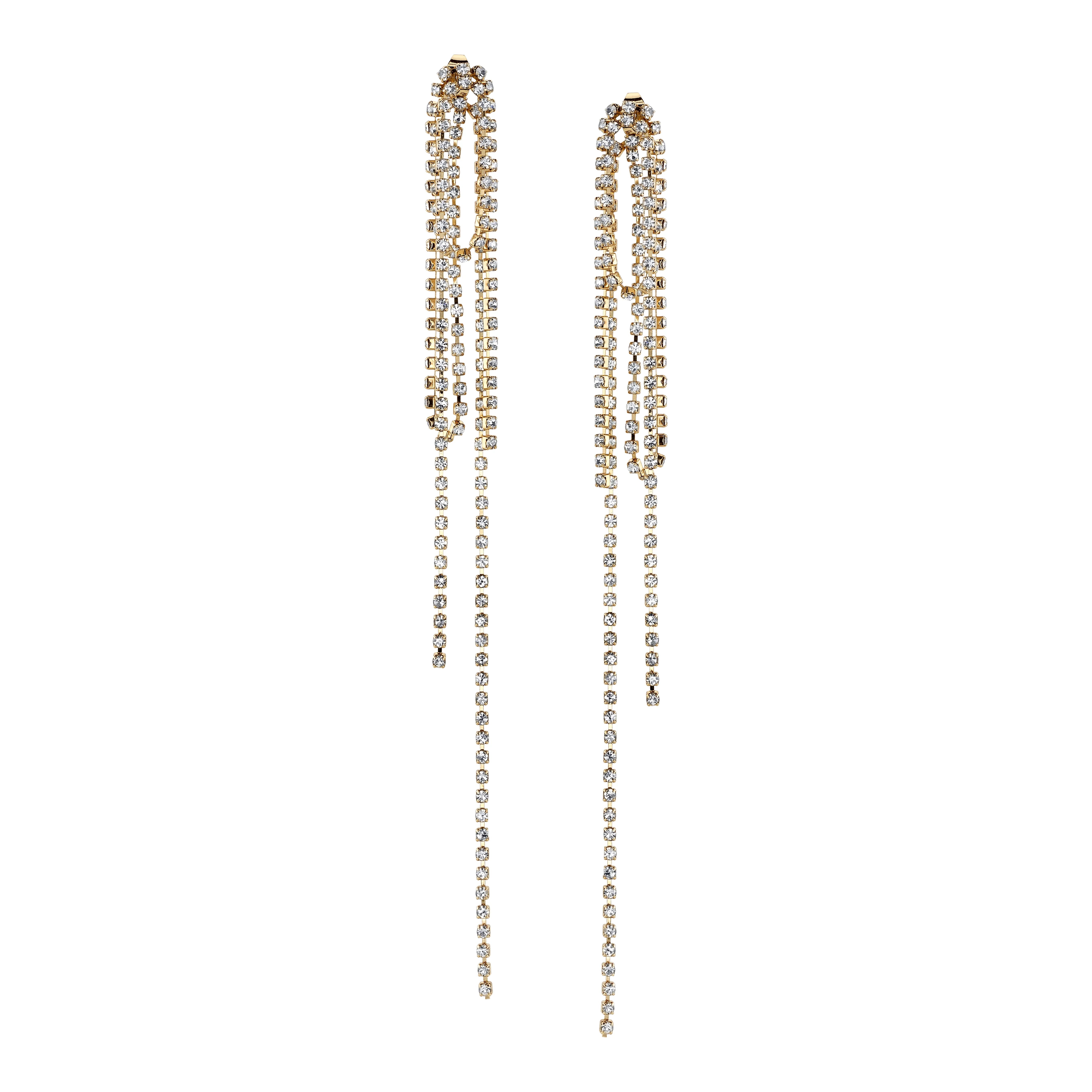 Scoop Womens 14K Gold Flash-Plated Crystal Strands Dangle Earrings | Walmart (US)