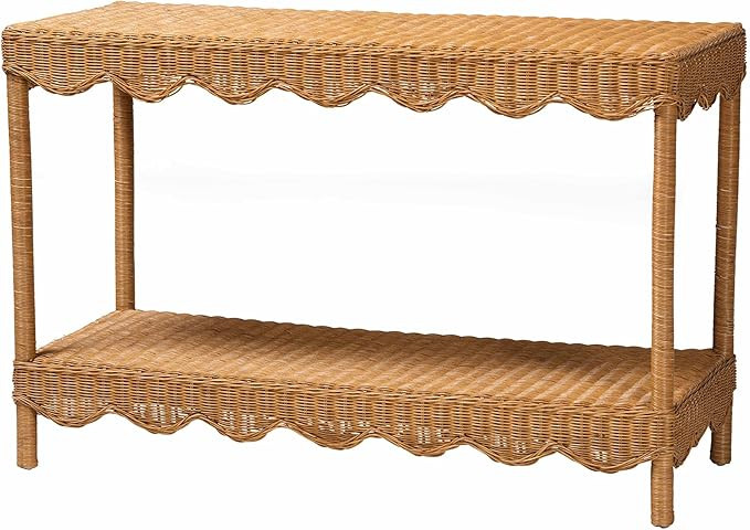 bali & pari Oteria Scalloped Natural Rattan Console Table, Light Honey | Amazon (US)