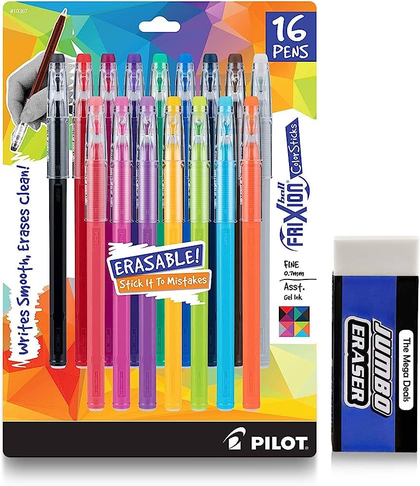 Frixion Erasable Pens | 16 Count Assorted Colors ColorSticks Gel Pens, Fine Point (0.7mm) Frixion Pe | Amazon (US)