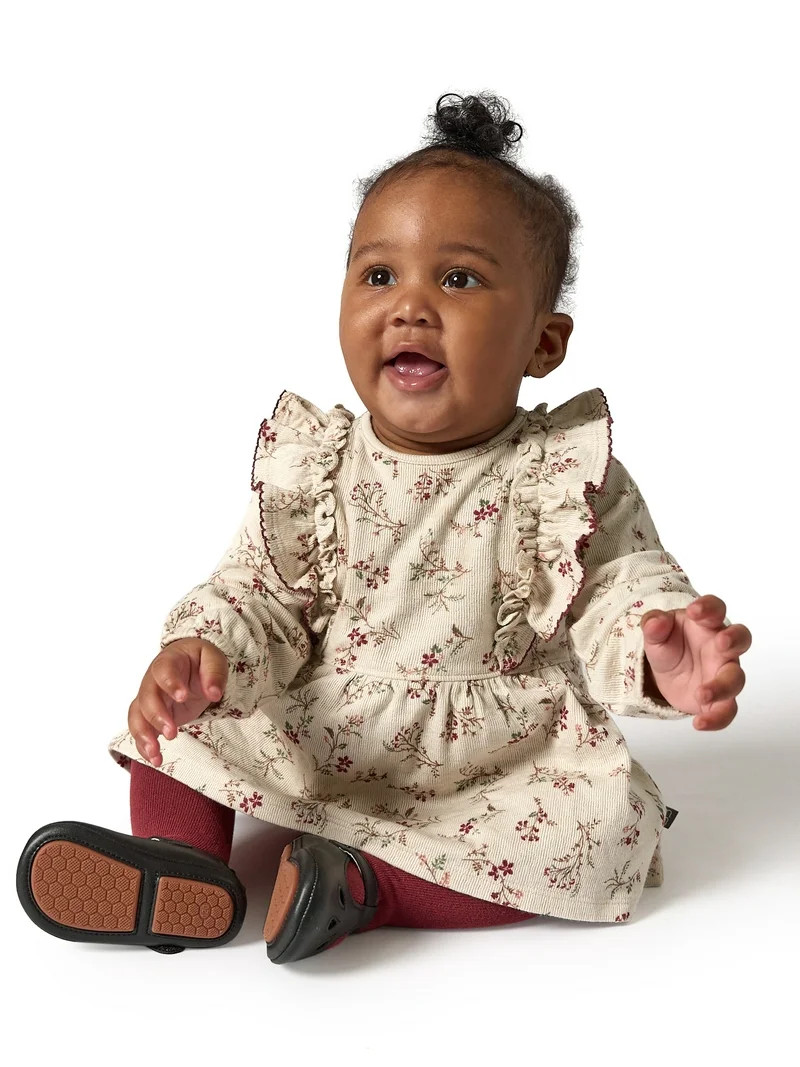 Modern Moments by Gerber Dress With Ruffle and Tights, 2-Piece, Sizes 0/3 Months - 24 Months | Walmart (US)