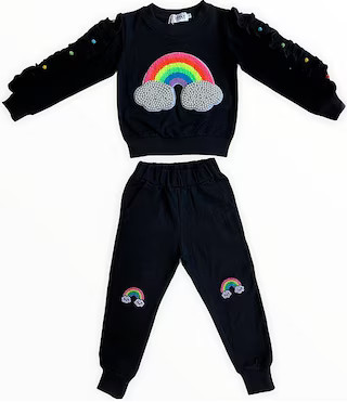 Lola + The Boys Little/Big Girls Ruffle Cloud Gem Patch Long Sleeve Sweatshirt & Jogger Pants Set... | Dillard's