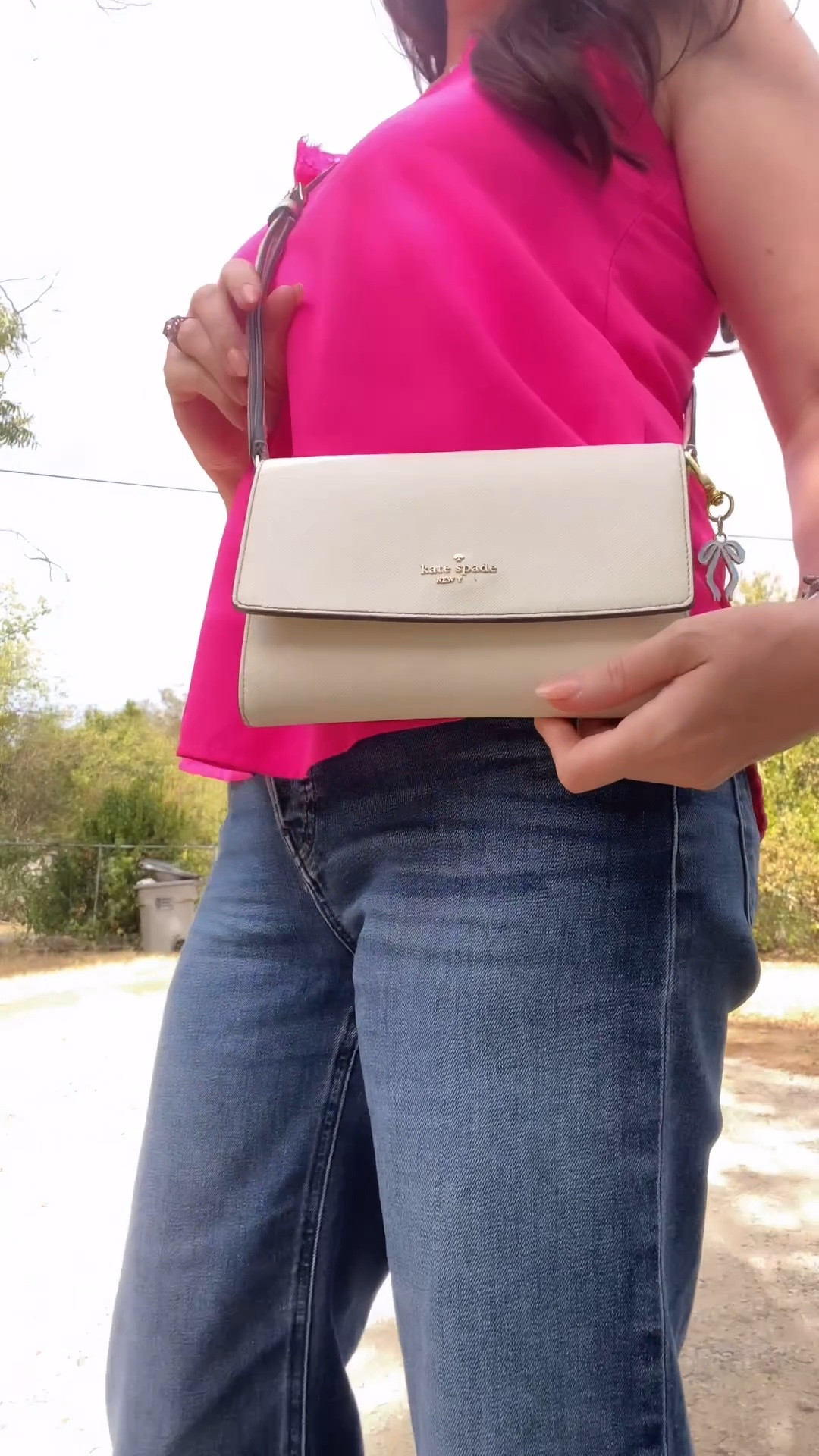 A breezy, bright weekend outfit for late summer: 
Lacey V neck tank — Amazon 
Wide-keg jeans —Hudson 
Leather slides — Sarah Flint NY
Leather body cross purse — Kate Spade

#LTKootd #LTKOver40 #LTKmomlife