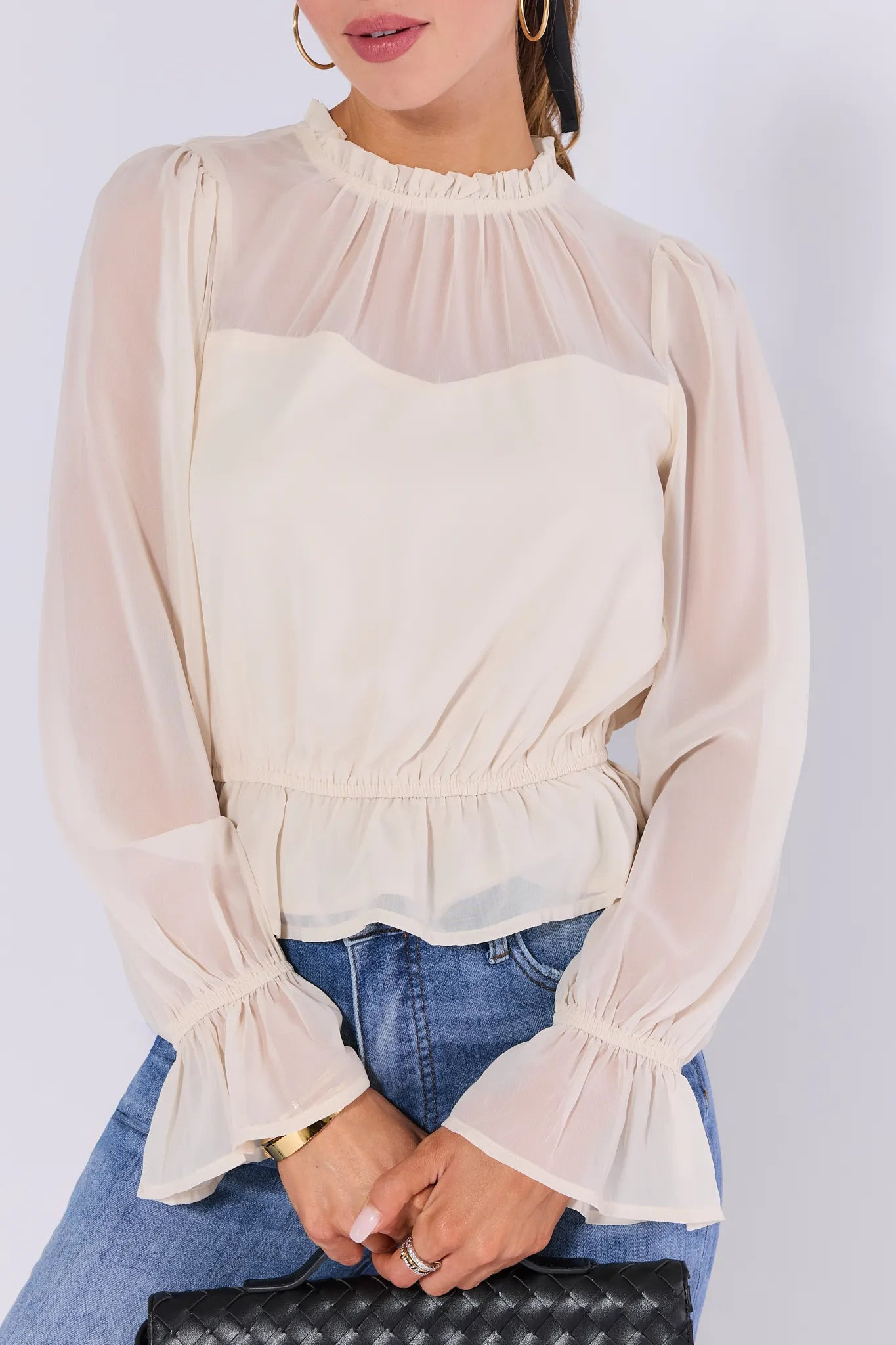 Capri Ivory Peplum Top | Avara