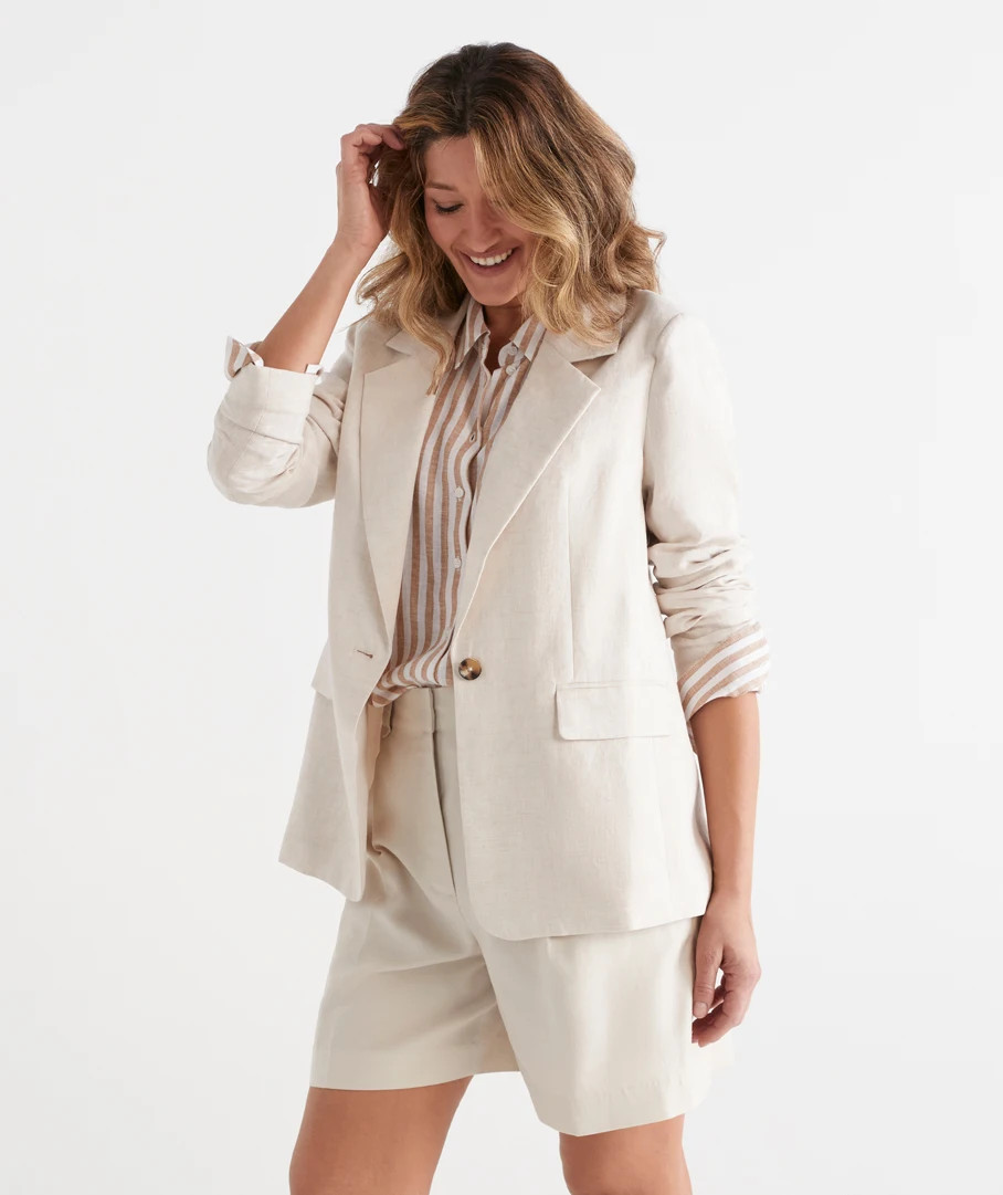 Single Breasted Linen Blazer | Sussan