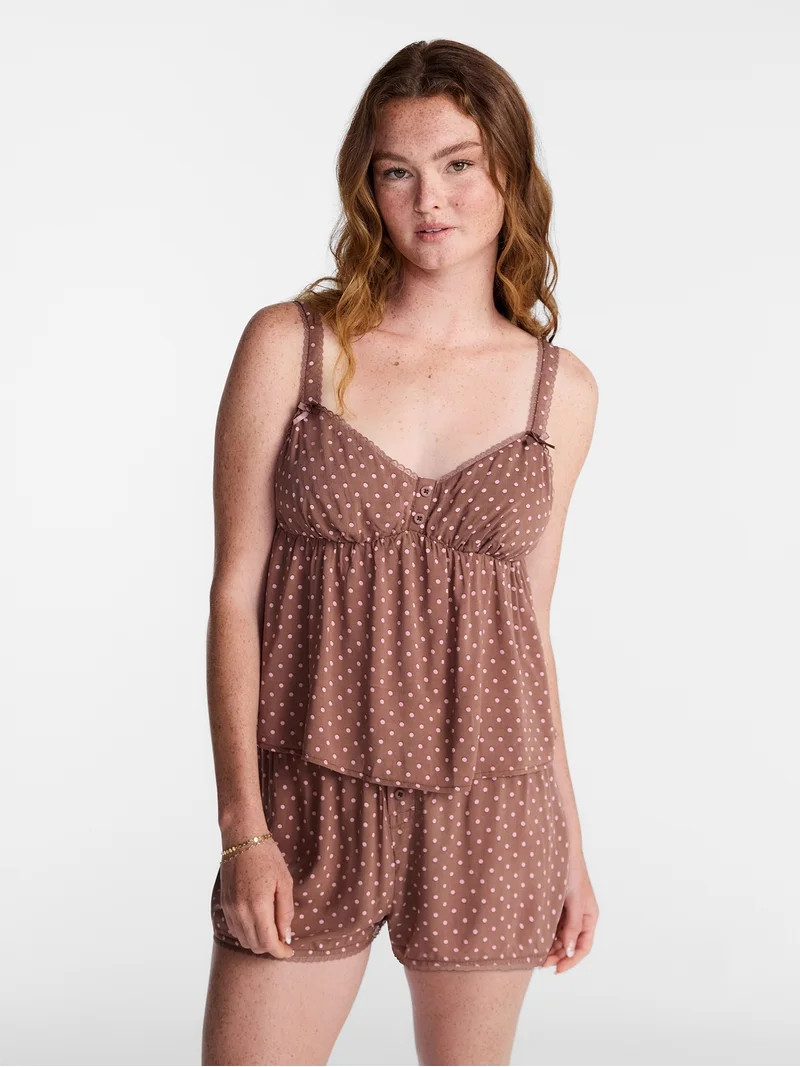 No Boundaries Woven Cami Top and Shorts Sleep Set, 2-Piece, Women's XS-XXL | Walmart (US)