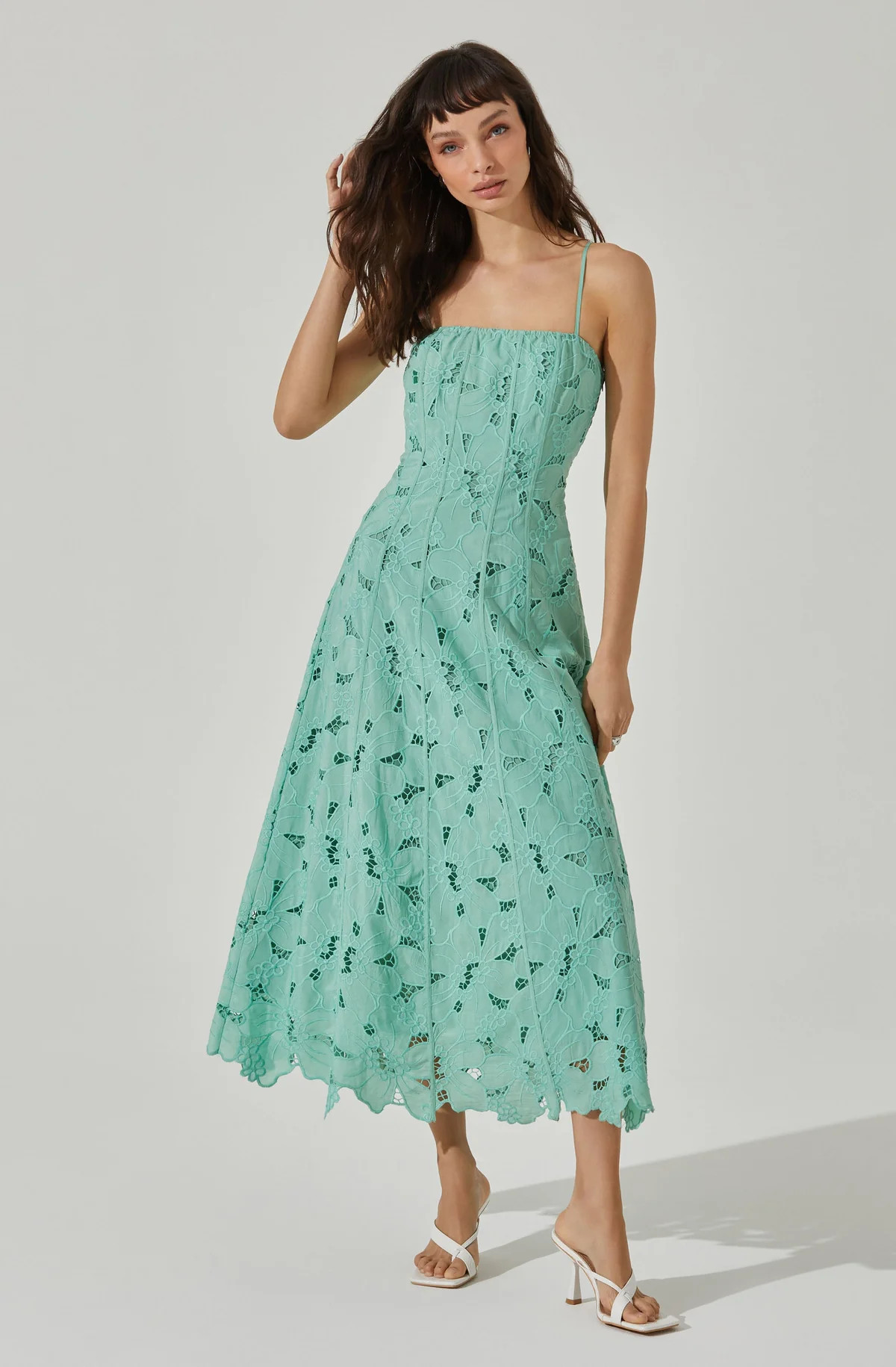 Lace Floral Eyelet Midi Dress | ASTR The Label (US)