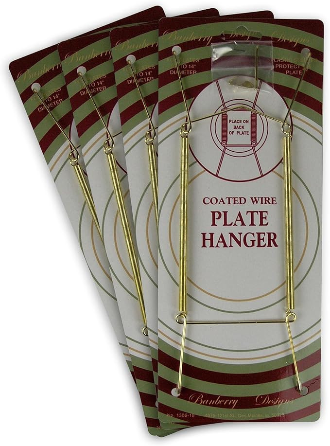 Brass Vinyl Coated Plate Hanger 10 to 14 Inch Pack of 4 Hangers - Plate Hangers for The Wall | Amazon (US)