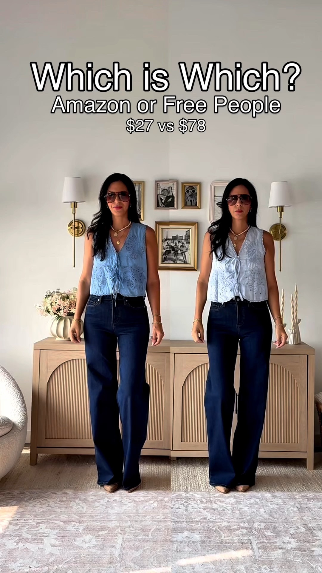 Left - Amazon vest and a size small 
Right- free people size small 

Denim is target and a size 4 tall. Obsessed with the dark wash (make sure to size up) 

I linked the tank under since it’s perfect with these vest! Small 

#LTKOver40 #LTKU #LTKSaleAlert 

#LTKTall #LTKootd