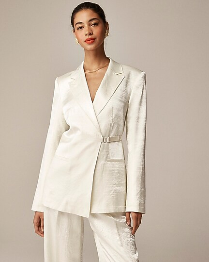 Anna October&copy; X J.Crew side-tab blazer in textured satin | J. Crew US