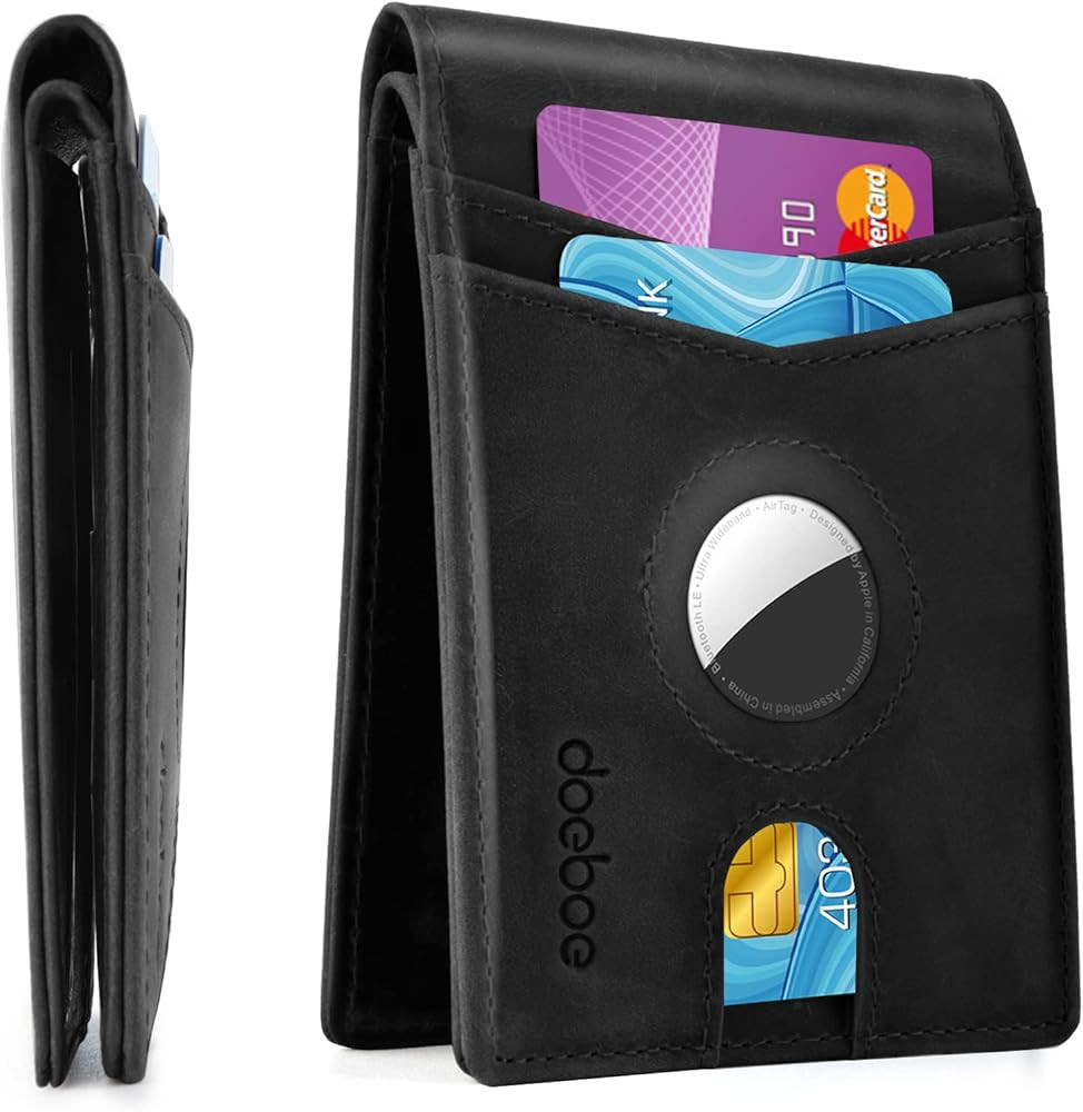 doeboe Airtag Wallet Men, Wallet for Men with Airtag Holder, Genuine Leather Credit Card Wallet, ... | Amazon (US)