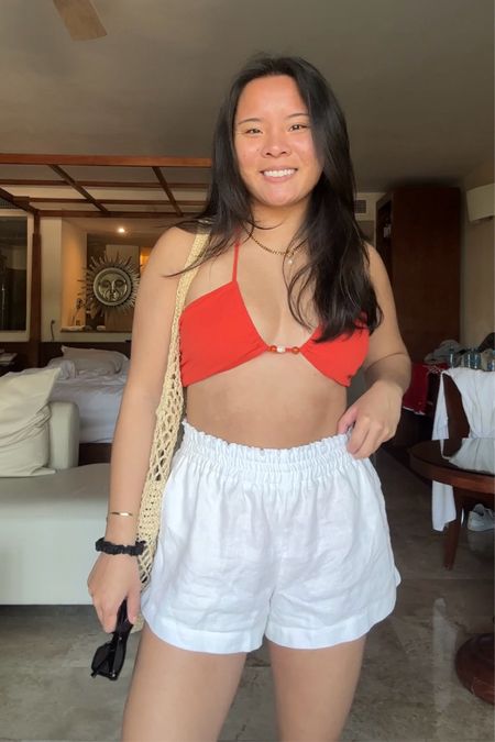 Swimsuit linked on ShopMy (can’t link it here unfortunately) 
Shorts: size small