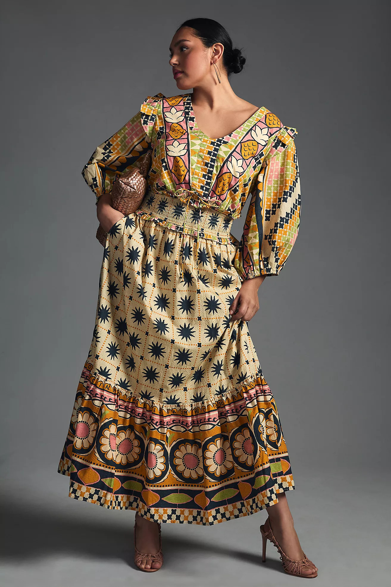 Farm Rio Tropical Sunshine V-Neck Dress | Anthropologie (US)