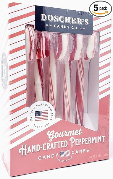 Doscher's Gourmet Hand Crafted Peppermint Candy Canes 5ct Box | Amazon (US)