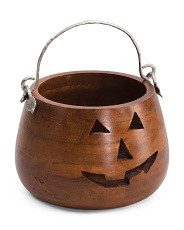 12in Jack O Lantern Wooden Bowl | TJ Maxx
