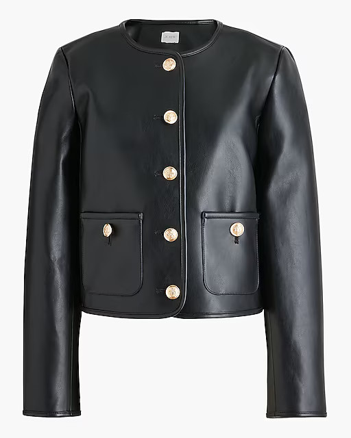 Patch pocket faux-leather lady jacket | J.Crew Factory