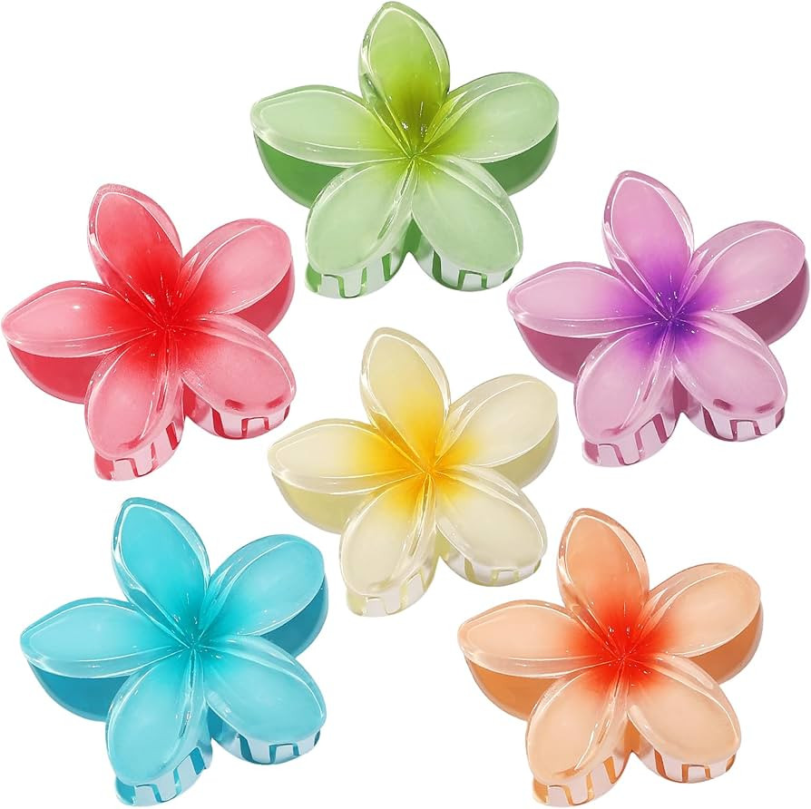 Flower Hair Clips 6 PCS Hawaiian Claw Clips for Vacation Hibiscus Hair Claw Clips Cute Large Hair... | Amazon (US)