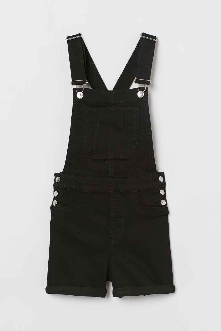Denim Bib Overall Shorts - Black -  | H&M US | H&M (US + CA)