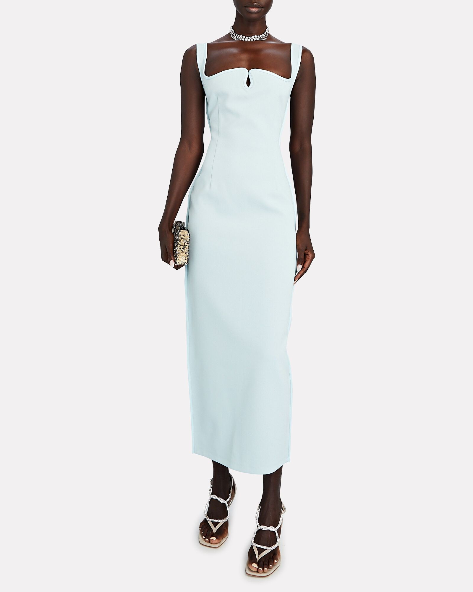 Diamond Vegan Leather-Trimmed Midi Dress | INTERMIX