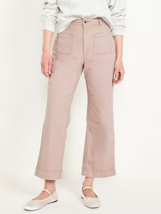 High-Waisted Crop Chino Wide-Leg Pants | Old Navy (US)