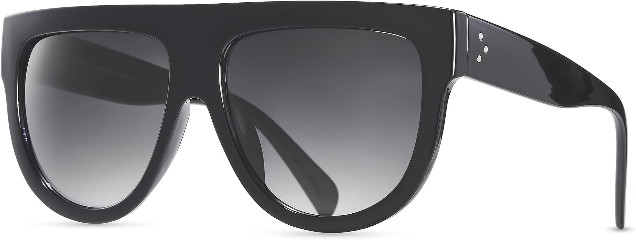 Women's Oversized Flat Top Fashion Sunglasses Trendy Big Square Designer Retro Sun Glasses Shades | Amazon (US)