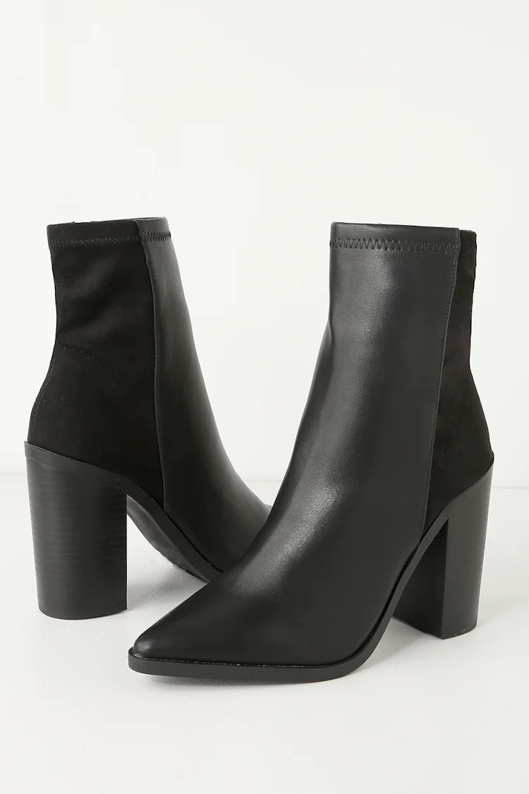 Essex Black Mid-Calf Booties | Lulus