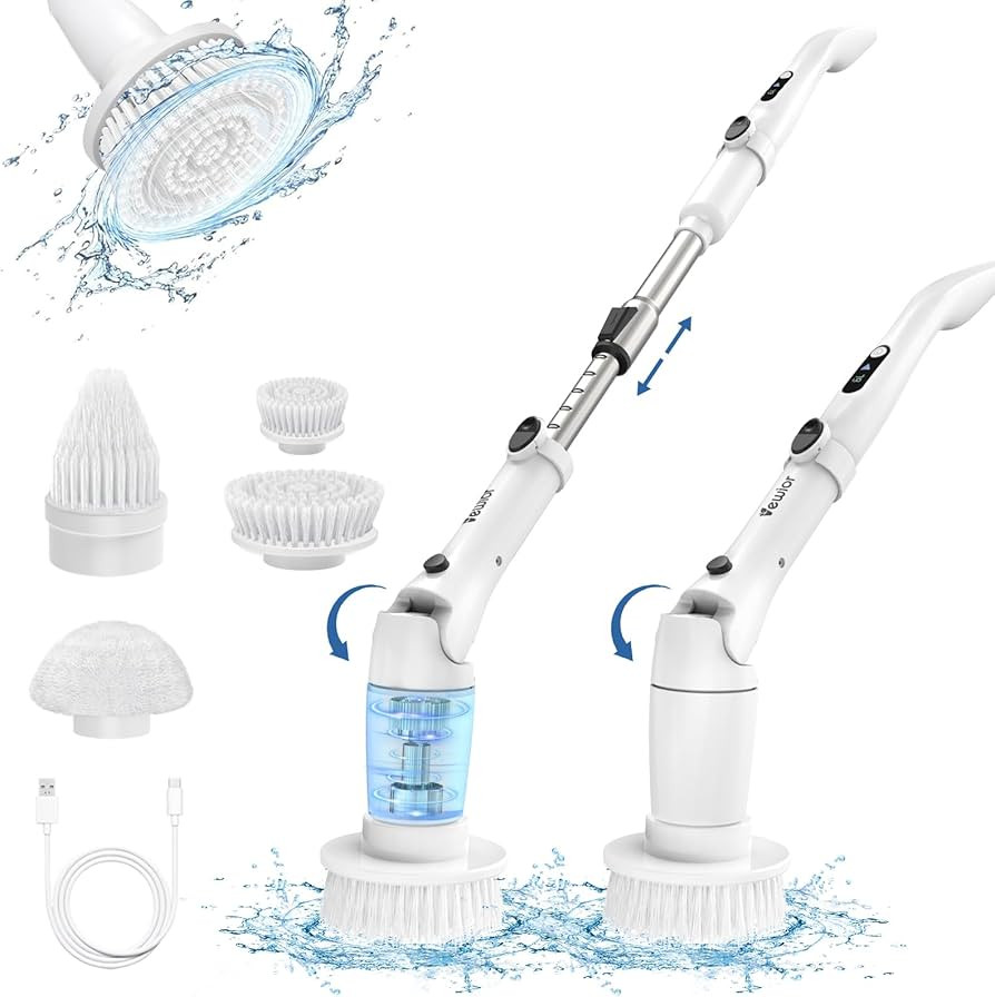 VEWIOR Electric Spin Scrubber, Cordless Cleaning Brush with Display and 3 Adjustable Angle 2 Spee... | Amazon (US)