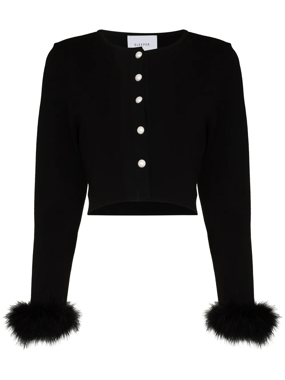 Sleeper feather-cuff Cropped Cardigan - Farfetch | Farfetch Global