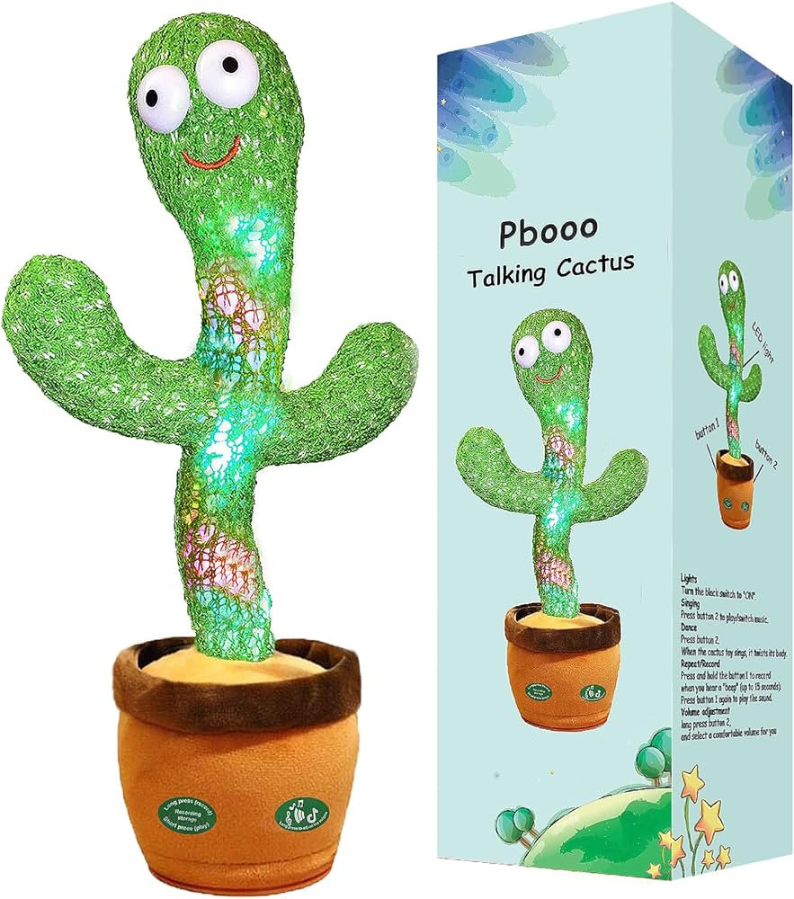 Pbooo Dancing Talking Cactus Mimicking Toy,Talking Repeat Singing Sunny Cactus Toy 120 Pcs Songs ... | Amazon (US)