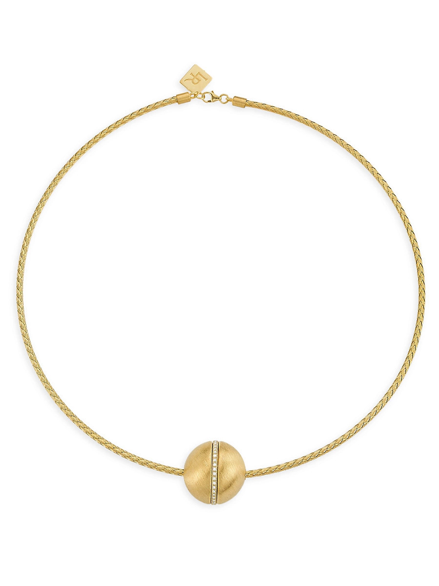 Women's 14K Yellow Gold & 0.215 TCW Diamond Ball Pendant Necklace - Yellow | Saks Fifth Avenue