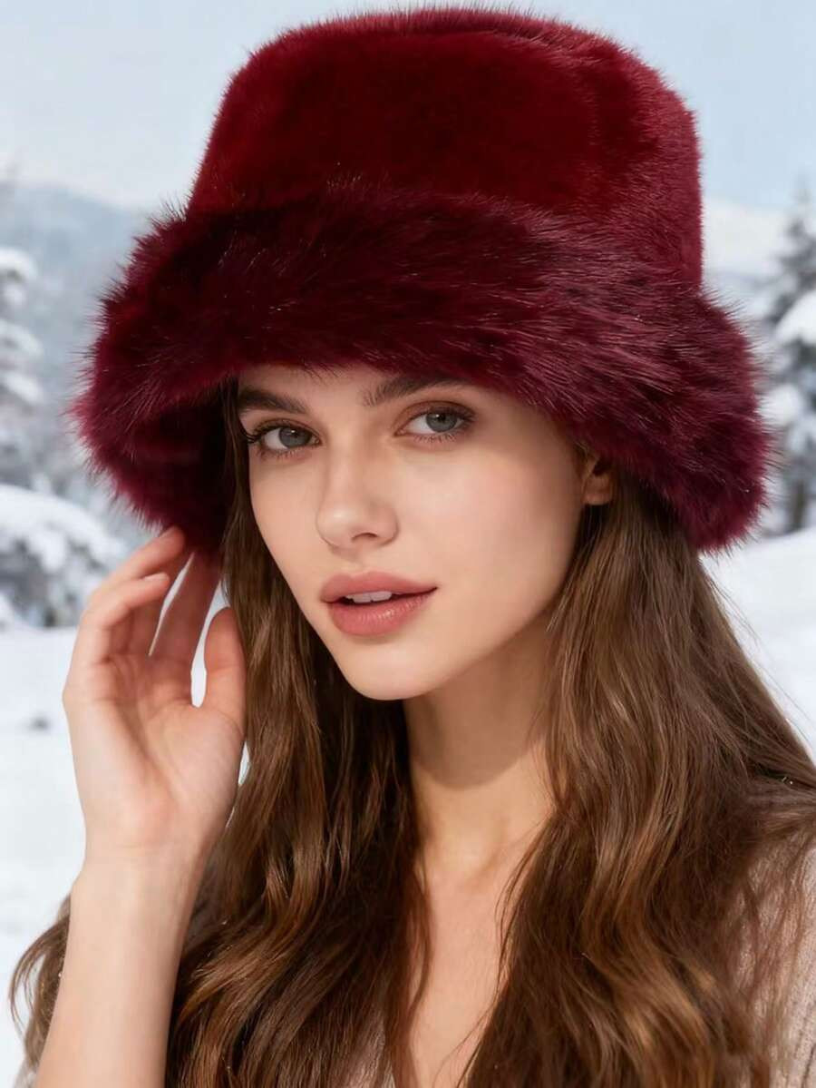 Women's Fuzzy Trim Winter Bucket Hat, Warm Ear Protection, Faux Fur Lining, Thick & Cozy, Suitabl... | SHEIN