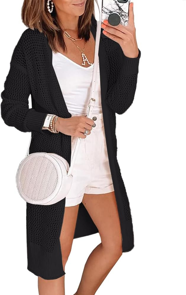 Misassy Womens Open Front Knit Sheer Cardigans Summer Boho Lightweight Long Sleeve Kimono Long Sw... | Amazon (US)