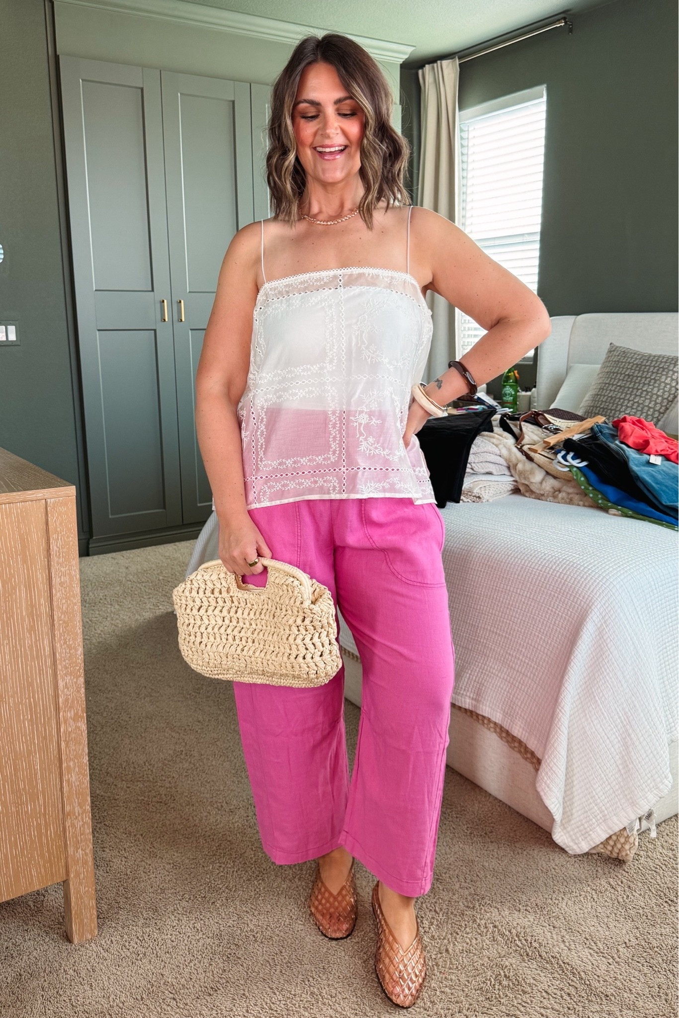 COURTNEYH20 for 20% off $100+
Top & pants, large
Jelly flats, true 10 (don’t size up)

Size 12, midsize, summer outfit, casual style, party outfit, anthropologie, line pants @Anthropologie

#LTKootd #LTKSeasonal #LTKSaleAlert