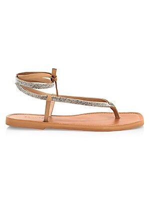 Abdula Crystal & Leather Thong Sandals | Saks Fifth Avenue