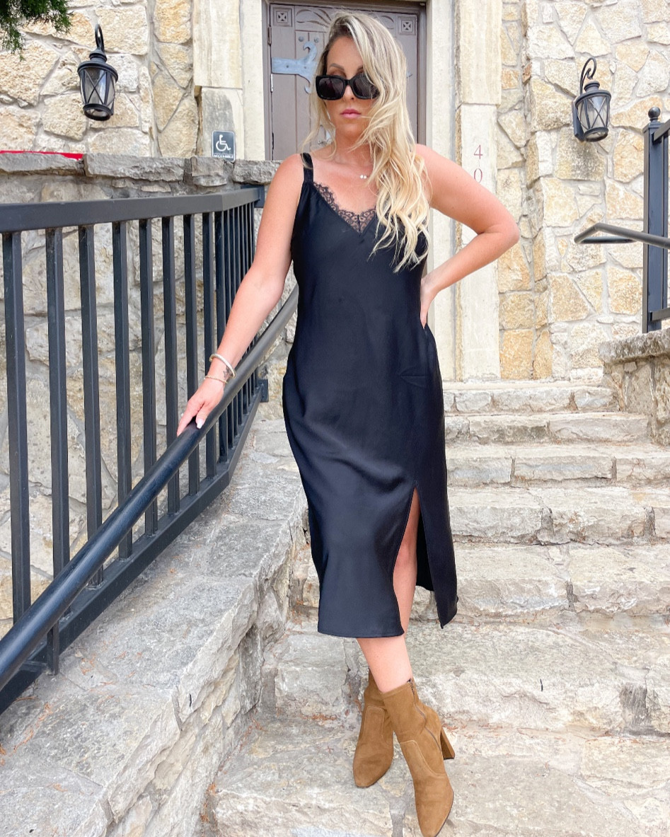 Love this dress with these Inez booties! 

Dress, booties, sunglasses, fall style, silk dress, boots, fall outfit, slip dress

#falldress
#ltkseasonal
#ltkunder100
#ltkunder50
#falloutfit
#slipdress

#LTKshoecrush #LTKstyletip #LTKSeasonal