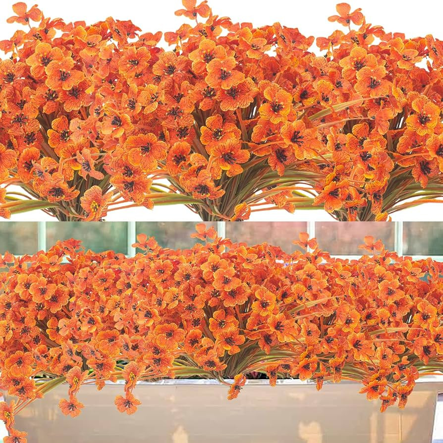 20PCS Artificial Fall Flowers Fakel Mums UV Resistant Outdoor Porch Decor | Amazon (US)